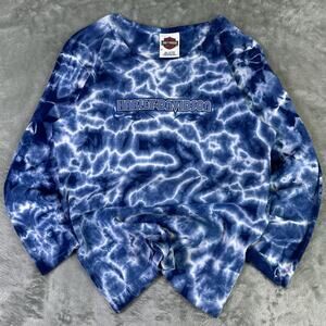 Vintage 2000s Harley Davidson lighting tie dye blue Alaska size medium